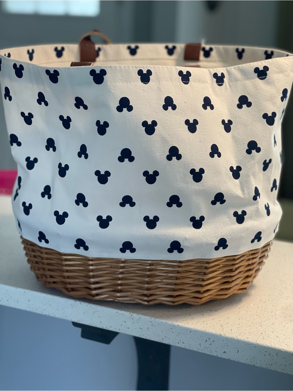 NWT Disney Mickey Mouse Picnic Time Coronado Canvas and Willow Basket Tote - Picture 8 of 13